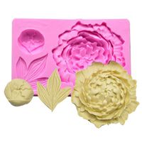 Wholesale Cake Tools Peony Flower Leafs Shape Silicone Mold Sugar Decoratiing Mould Fondant Candle Molds For Cupcake Chocolate
