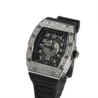 Wholesale Trendy new men s fashion diamond studded British watch multi functional personality iced out sports silicone band hip hop watches