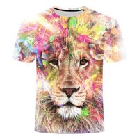 Wholesale 2020 new D lion t shirt mens animal t shirt sex fun t shirt slim D printed cool mens clothes new summer tops