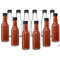 Wholesale 5oz Round Glass Sauce Tomata Clear Woozy Bottles with Dripper Inserts ml with Screw Caps DWD11973 sea way