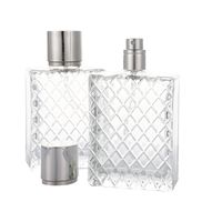 Wholesale 100ml Square Grids Carved Perfume Bottles Clear Glass Empty Refillable fine mist Atomizer Portable Atomizers Fragrance B3