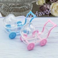 Wholesale 12PCS Acrylic Baby Carriage Candy Boxes Party Shower Decoration Kids Birthday Sweet Package Holder Anniversary Table Supplies Gifts