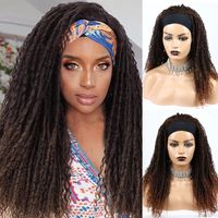 Wholesale Synthetic Wigs Ombre Brown Color Afro Kinky Curly Headband Wig Crochet Twist Dreadlock Braided Glueless For Black Women