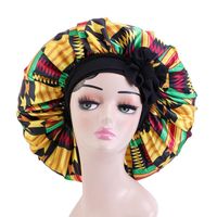 Wholesale Beanie Skull Caps Large Satin Lined Bonnet Women Big Size African Pattern Print Silk Sleep Night Cap Head Cover