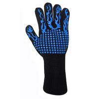 Wholesale Tools Accessories High Temperature Resistance Degrees BBQ Heat Insulation Flame Retardant Gloves Blue Pattern
