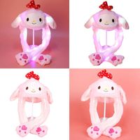 Wholesale Beanie Skull Caps Adult Kids Light Up Plush Animal Hat With Moving Long Ears Cartoon LED Glowing Earflap Cap Stuffed Toys Party Po Props
