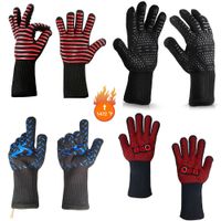 Wholesale Hot BBQ Gloves Heat Resistant Kitchen Oven Mitts Professional Long Heat Resistant Cooking Gloves for Grilling Barbeque MY inf0539 S2