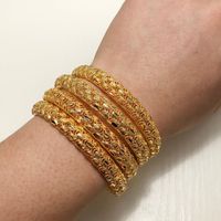Wholesale Bangle Gold Bracelet Women Girls Dubai Circle Bangles Jewelry Arab Middle Eastern African Fashion Metal