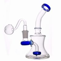 Wholesale Glass Beaker Dab Rig Bong Mini smoking Water pipe Thick bubbler honeycomb ash catcher bong with mm glass oil burner pipe