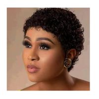 Wholesale African American afro Pixie Cut short kinky curl full wigs simulation human hair curly black wig for women