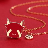 Wholesale 2021 Fortunes Cow Red String Bracelet Chinese Ox New Year Tradition Lucky Blessing Rope Sterling Silver Necklace Jewelry Gifts Q0531