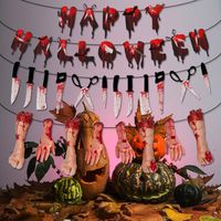 Wholesale Halloween Banner Knife Foot Horror Spoof Bunting Wall Hanging Halloween Hanging Banner Party Home Decoration Pull Flag