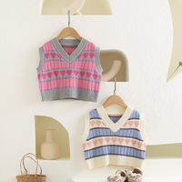 Wholesale Kids Knit Vest Sweaters Pattern Fall Latest Boutique Clothes T Children Boys Girls Sleeveless Knitting Tops High Quality