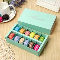 Wholesale 5 Colors Candy Color Macaron Box Cells Gift Wrap Cake Biscuit Muffin Boxes CM Food Packaging Gifts Paper NHE11579