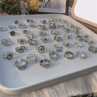 Wholesale Fashion Retro Love Ring For Women Sterling Silver Personalized Open Smile Multi Layer Punk RingS With Adjustable Opening Jewelry Gift Party