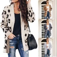 Wholesale Men s Trench Coats Autumn And Winter European American Sweater Women s Mid length Leopard Print Cardigan