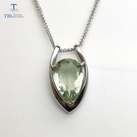 Wholesale Hot sale V shape pendant sterling silver with natural green amethyst fine jewelry for girls Black Friday Christmas gift