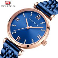 Wholesale Wristwatches MINI FOCUS Stainless Steel Women Watch Blue Color Top Ladies Quartz Watches Waterproof Wristwatch Gift For Wife
