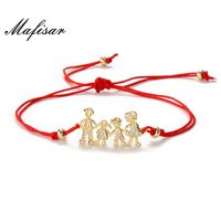 Wholesale Charm Bracelets Mafisar Family Mom Dad Boy Girl CZ For Men Women Kids Adjustable Lucky Red String Jewelry Birthday Gift