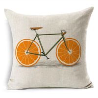 Wholesale Cushion Decorative Pillow Creative Fruit Orange Bike Bicycle Cushion Cover Case Sofa Throw Decorative Linen Cotton Cushions Pillows Co
