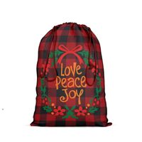 Wholesale Gift Wrap Red and Black Plaid Present Bag with Drawstring Santa Sack Xmas Cotton Stocking Bags Party Supplies for Favors Candies DWF10343