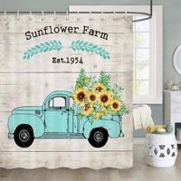 Wholesale Shower Curtains Farmhouse Style Sunflower Curtain Yellow Flowers On Pickup Truck With Farm Letters