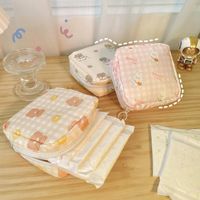 Wholesale Storage Boxes Bins Simple Pattern Sanitary Pad Pouch Lovely Girls Organizer Purse Napkin Towel Bags Women Cosmetic Makeup Small Case