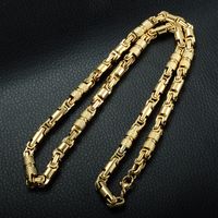 Wholesale Two Tone Gold Color Necklace Titanium Stainless Steel CM MM Heavy Link Byzantine Chains Necklaces for Men Jewelry
