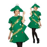 Wholesale Casual Dresses Xmas Short Sleeve Cosplay Adult Novelty Dress Elf Costume Party With Hat Fancy Kids Performance Christmas Tree Outfit