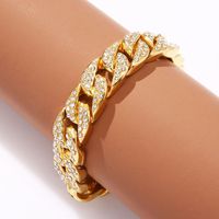 Wholesale Link Chain Cuban Crystal Bracelet Man Woman Hip Hop Fashion Gold Hand Accessories Haraguku Neutral Charm Jewelry Party