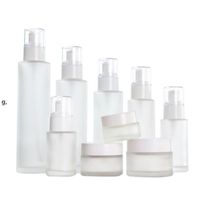 Wholesale 20ml ml ml ml ml ml ml ml Frosted Glass Bottle Cream Jar Lotion Spray Pump Bottles Refillable Cosmetic Container LLE11768