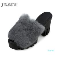 Wholesale Slippers Comfort Warm Fluffy Woman Winter Shoes Platforms Sexy High Heels Women Sneakers Fashion Furry