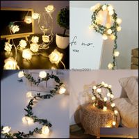 Wholesale Christmas Decorations Festive Party Supplies Home Garden Decoration All Saints Day Led Rattan Wreath Rose Chain Wedding Birthday Valentine