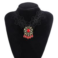 Wholesale Pendant Necklaces Residents Evils Village Daniela Bela Cosplay Necklace Vintage Lace Flowers Choker Christmas Halloween Jewelry Gift