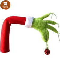 Wholesale 2022 New Year Christmas Tree Decorations Furry Lovely Green Grinch Elf Arm Ornament Holder Home Party Decor Accessories wa