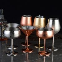 Wholesale 304 Stainless Steel Wine Glasses ml Cocktail Cups Monolayer Goblet Fall Resistant Bar KTV Gold Copper Plating jt Q2