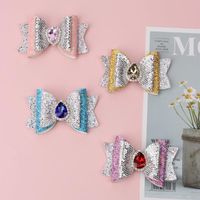 Wholesale Hair Accessories Cheer Bow quot Glitter Gem Bows Droplet Crystal Double Layer Bling Clips For Baby Girls Kids Hairgrips Pins