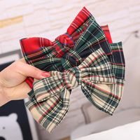 Wholesale Hair Accessories Red Plaid Fabric Bowknot French Clips Christmas Top Head Ponytail Hairpin Girls School Party Headwear Hairgrip Xmas Hairbow