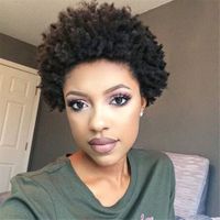 Wholesale Short Pixie Cut Virgin Human Hair Natural Black Brown150 Density Afro kinky Curly Glueless Wig