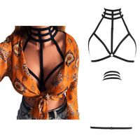 Wholesale Womens Sexy Halter High Neck Cage Bandage Lingerie Bustier Hollow Out Strappy Harness Bra Erotic Open Cup Underwear Crop Top
