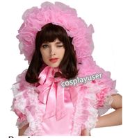 Wholesale SISSY MAID ADULT BABY Prissy Organza Puffy Pink Bonnet With Cape for Animation Exhibition Beach Holiday Sexy Party Prom Night Dresses