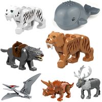 Wholesale JM025 Animal Minifigs Building Blocks Brick Whale Dinosaur T Rex Elk Tiger Wolf Mini Figure Toy For Children