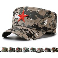 Wholesale Mens Outdoor Military Training Camouflage Hat Fashion Flat Top Cap Tourist Mountaineering Souvenir Cap Sun Hat Adult Cap Custom Hat