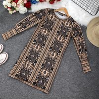 Wholesale Casual Dresses Woman A Ling Dress Vintage Courtly Style Slim Trend O Neck Puff Sleeve Print DressesDrop