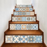 Wholesale Peel and Stick Tile Backsplash Stair Riser Decals DIY Tile Decals Mexican Traditional Small Talavera Waterproof Home Decor Staircase K2