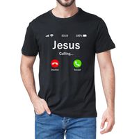 Wholesale Men s T Shirts Unisex Cotton Jesus Is Calling Christian Funny Christ God Phone Summer T Shirt Harajuku Streetwear Women s Soft Tee