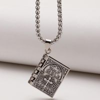 Wholesale Pendant Necklaces Vintage Religion Openable Holy Bible Book Faith Cross Christian Judaism Catholicism Orthodox Hip Hop Jewelry
