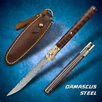 Wholesale Pocket Damascus VG10 steel manual quick opening folding knife outdoor hunting skinning tool tactical combat EDC serpentine wooden handle sharp fishing blade