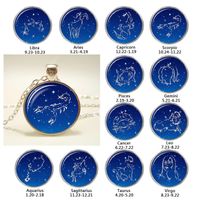 Wholesale Fashion Zodiac Sign Twelve Constellation Glass Cabochon Pendant Necklace Aquarius Pisces Aries Taurus Gemini Pendant