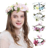 Wholesale Headpieces Hawaiian Vacation Adjustable Flower Headband Fairy Handmade Wreath Crown Wedding Bridal Boho Festival Garland Halo With